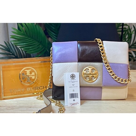 both✺✺ AUTHENTIC TORY BURCH Quilted Leather Patchwork Willa Handbag ✺ - Picture 1 of 13